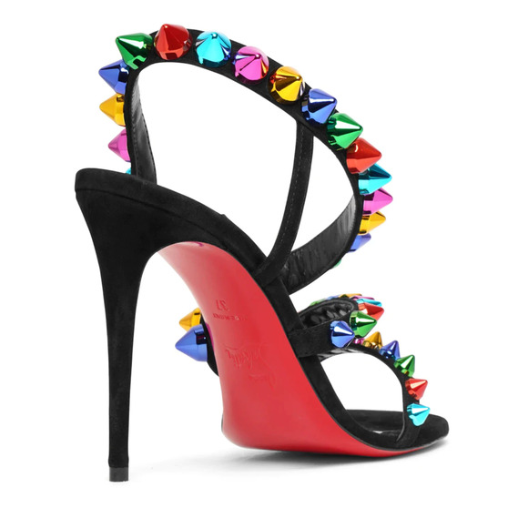 Christian Louboutin Spikita Strap 100 Black Suede Strappy Sandal Heel Pump 39 - Picture 6 of 10